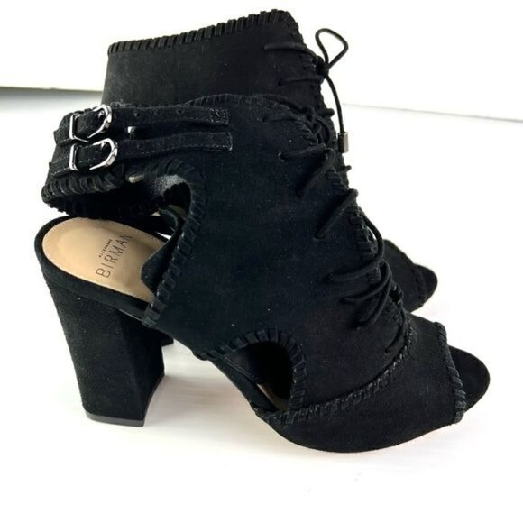 ALEXANDRE BIRMAN Booties womens size 7 Black Suede Lace-Up Open Toe - Picture 11 of 13